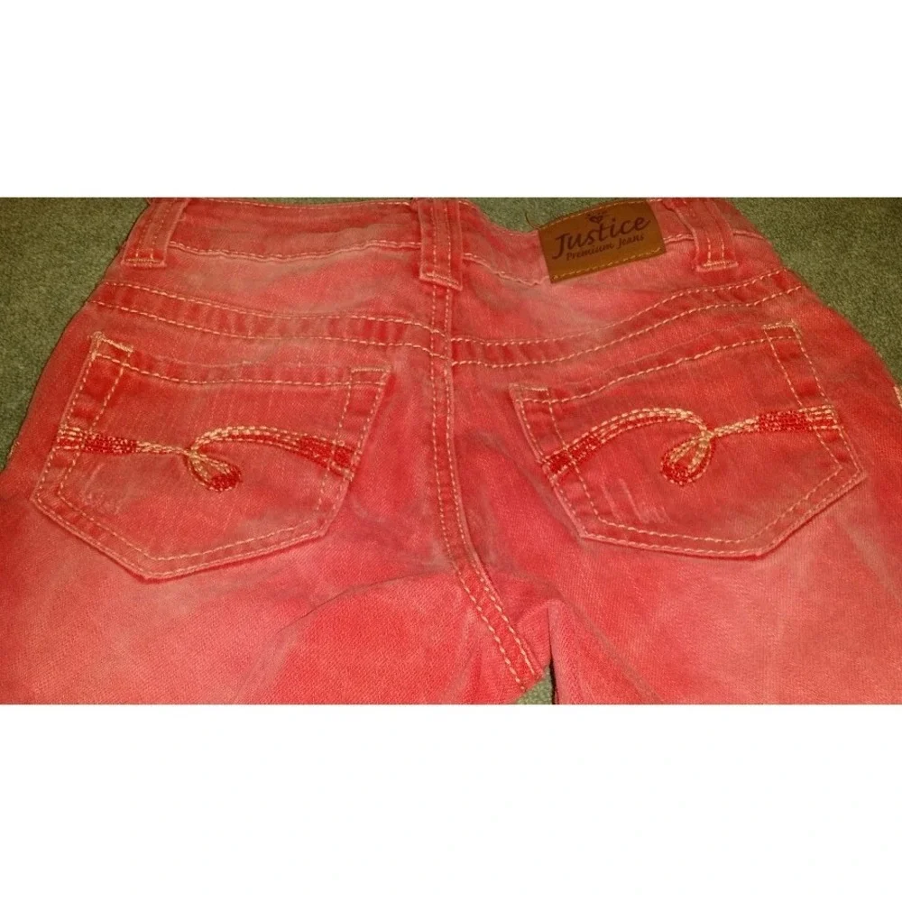 JUSTICE skinny light washed  red jeans denim‎ size 12 SLIM
